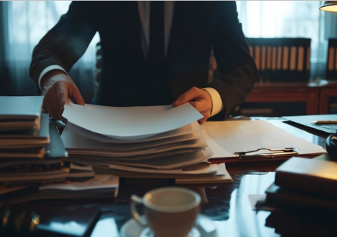 A person reviewing documents