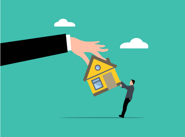 3D image of two people holding a house